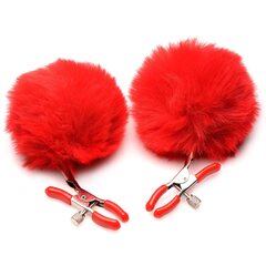Красные зажимы на соски с помпонами Pom Pom - 