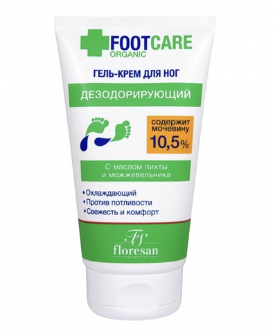 Флоресан ORGANIC FOOT CARE Гель-крем для ног охлаждающий, дезодорирующий 100мл Ф-454