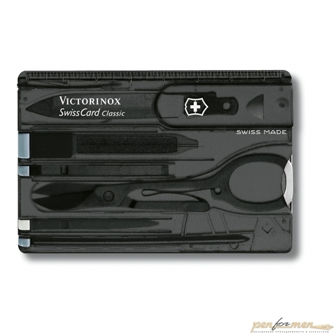 Швейцарская карта Victorinox SwissCard Onyx 10 функций прозрачный черный (0.7133.T3)