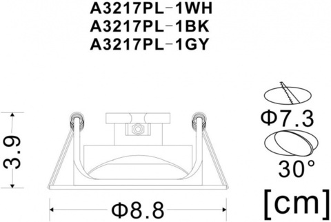 Встраиваемый светильник Arte Lamp ACCENTO A3217PL-1BK