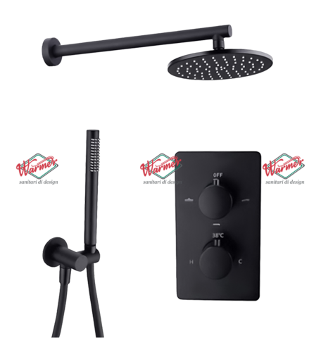 Душевой термостатический комплект Warmer Black Line Bl 400300-10D Termo