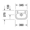 Duravit D-Code Раковина для рук, без перелива, с 1 отв. под смес. справа, 360x270мм, Цвет: Белый 7053600082