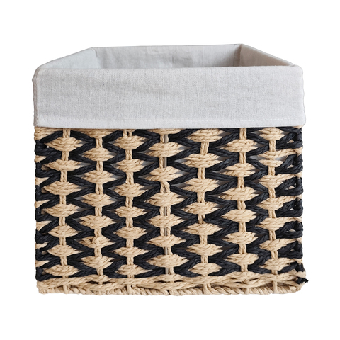 Корзина плетёная Lofsen, 30х30х30 см, натуральный бежевый/черный, джут