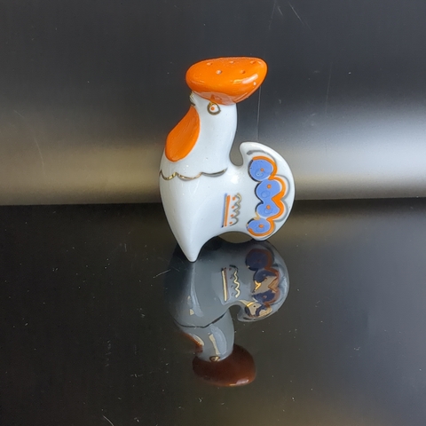 Солонка "Петух", фарфор, роспись, золочение, Полонский ЗХК, СССР, 1970-1990 гг