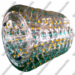 Аттракцион Водный роллер (Гидророллер) "Прозрачный с желто-зелеными стропами" ПВХ, 2.4*2.2*2.2 м