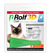 Rolf Club 3D капли инсектоакарицидные для кошек