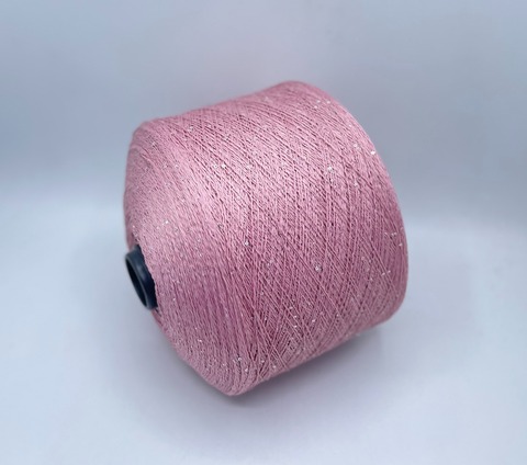Бобинная пряжа (пр.Италия),Linette Pailletes, 450/100гр, 80% Лен, 20% Полиэстер(пайетка), цвет-Розовый+пайетка. арт.36767