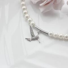 Трубочка с петелькой, спейсер, 20*3 мм, родий, П618