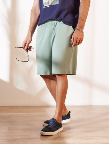 Шорты из тонкого футера с карманом на молнии  U48.006 (121043)