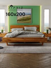 Кровать 160х200, BE, двуспальная, из дерева дуба, парящая, Dipriz