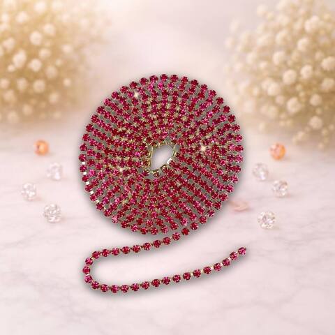 стразовая лента, цвет фуксия- метал серебро, 1метр