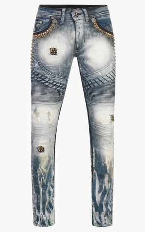 The Saints Sinphony | Джинсы мужские MED BLUE BIKER MOTO JEANS TSG329 перед