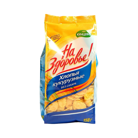 Готовый завтрак Хлопья кукурузные На здоровье без сахара 150г, шт