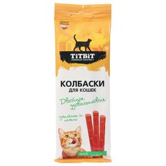 Titbit лакомство д/кошек Двойное удовольствие колбаски цыпленок и печень 45г