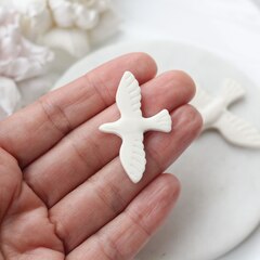 Подвеска Птица голубь, белый, M, 41*27 мм, S022