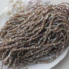 Хрусталь (стекло) граненный, тёплый тауп 4*3 мм, 1 нить, С017