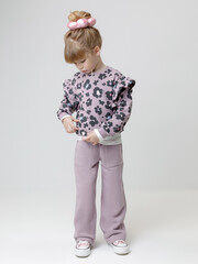 брюки  для девочки  КР 400844/сиреневый 3304 к619