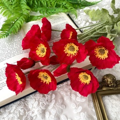 Мак искусственный, бархатистая ножка, 3 цветка + 1 бутон на ветке, 60 см, набор 3 ветки.