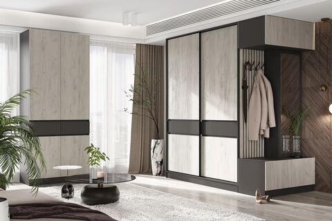 Прихожая Роджинамиф №18 Дуб крафт белый / Графит