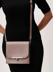 Кожаная сумка Deboro 30281 розово-серый