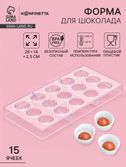 Форма для конфет и шоколада KONFINETTA «Полусфера», 28×14 см, 15 ячеек, прозрачная