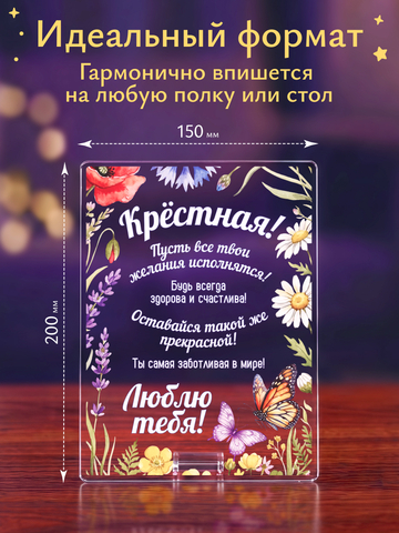 Открытка рамка с цветами крёстной