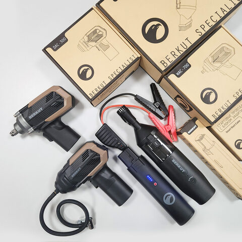 Комплект BERKUT PowerTools-5: Гайковерт + Пылесос + Компрессор + Аккумулятор (ПЗУ) + Стартовые провода
