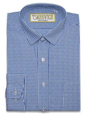 Голубая рубашка в клетку TSAREVICH