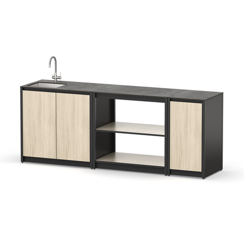 Уличная кухня Lounge C-107S, 2.2 м, дуб сонома/черный мрамор