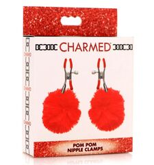 Красные зажимы на соски с помпонами Pom Pom - 