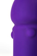 Фиолетовый вибратор с утолщением посередине и клиторальным зайчиком - 18 см. - 