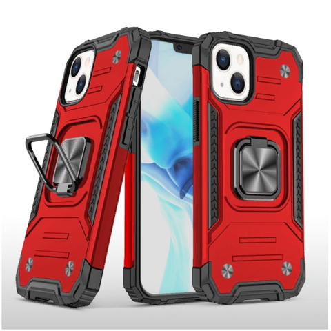 Противоударный чехол Strong Armour Case с кольцом для iPhone 15 (Красный)