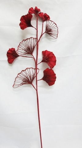 Веточка гинго 73см ChristmasDeLuxe premium collection красная