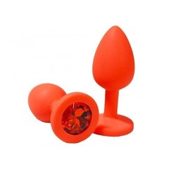 Анальная пробка из красного силикона с красным кристаллом (размер S)