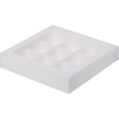 Коробка для конфет (на 9 шт.) белая, 15,5*15,5*3см