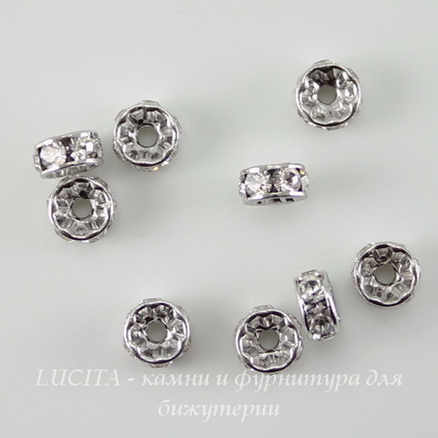 77504 Бусина - рондель Сваровски Crystal (цвет - античное серебро) 4х2 мм ()