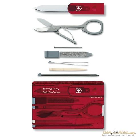 Швейцарская карта Victorinox SwissCard Ruby 10 функций прозрачный красный (0.7100.T)