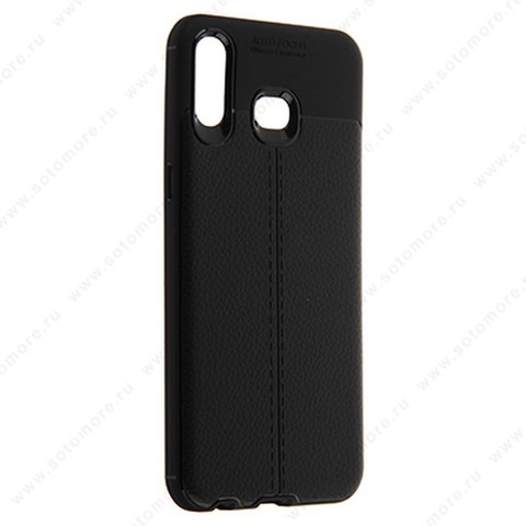 Накладка Carbon 360 силиконовая с кожаными вставками для Samsung Galaxy A6S 2018 черный