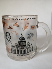 Кружка 300 мл стекло с видами Петербурга.