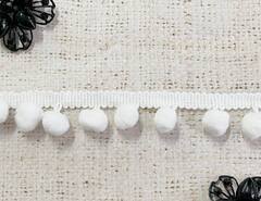Тесьма/бахрома с помпонами, ш. 2,5 см, белый