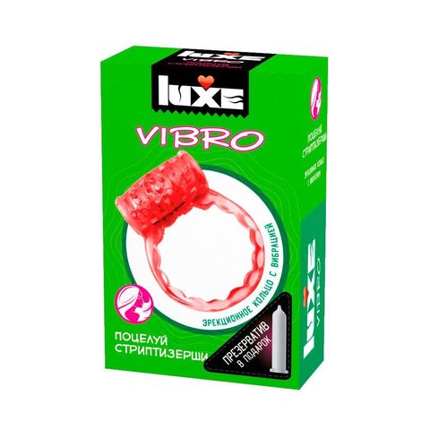 Розовое эрекционное виброкольцо Luxe VIBRO 