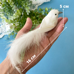 Голуби-птички, свадебный декор, цвет белый, длина голубя 15 см, набор 2 шт.