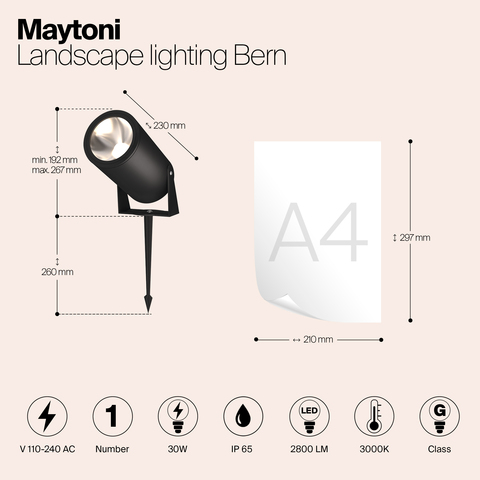 Грунтовый светодиодный светильник Maytoni Bern O050FL-L30GF3K