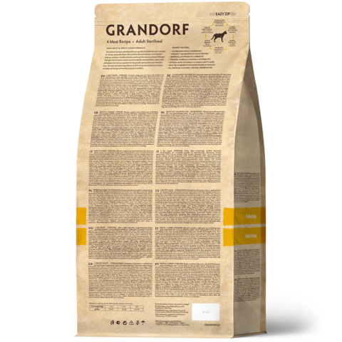 GRANDORF 4 вида мяса Для стерилизованных кошек и кастрированных котов