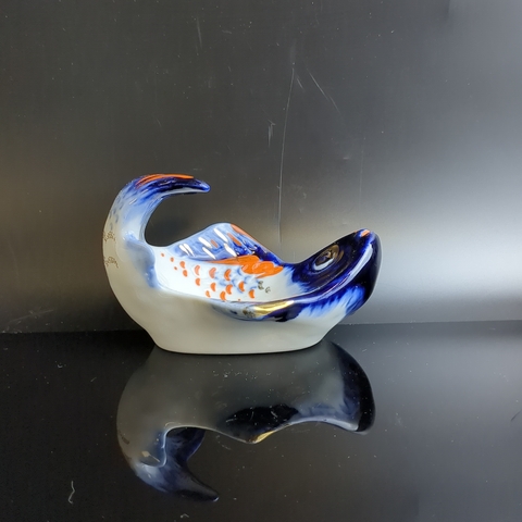 Икорница "Рыба", фарфор, роспись, золочение, Ленинградский фарфоровый завод (ЛФЗ), СССР, 1955-1960 гг.