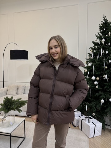 Пуховик Рокет миди шоколад