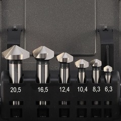 Набор зенковок 120° 6,3-20,5мм 3z HSSE-Co5 6шт H-Tools 890806EHT