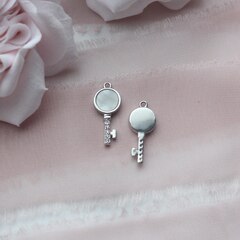 УЦЕНКА!!! Подвеска Ключ с перламутром 19*8 мм, родий, У088