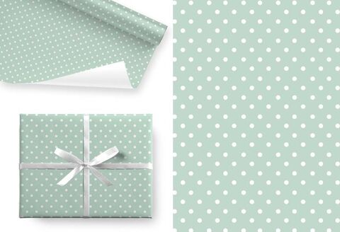 Бумага подарочная, Горох на мятном, 0,7*1 м, 5 листов