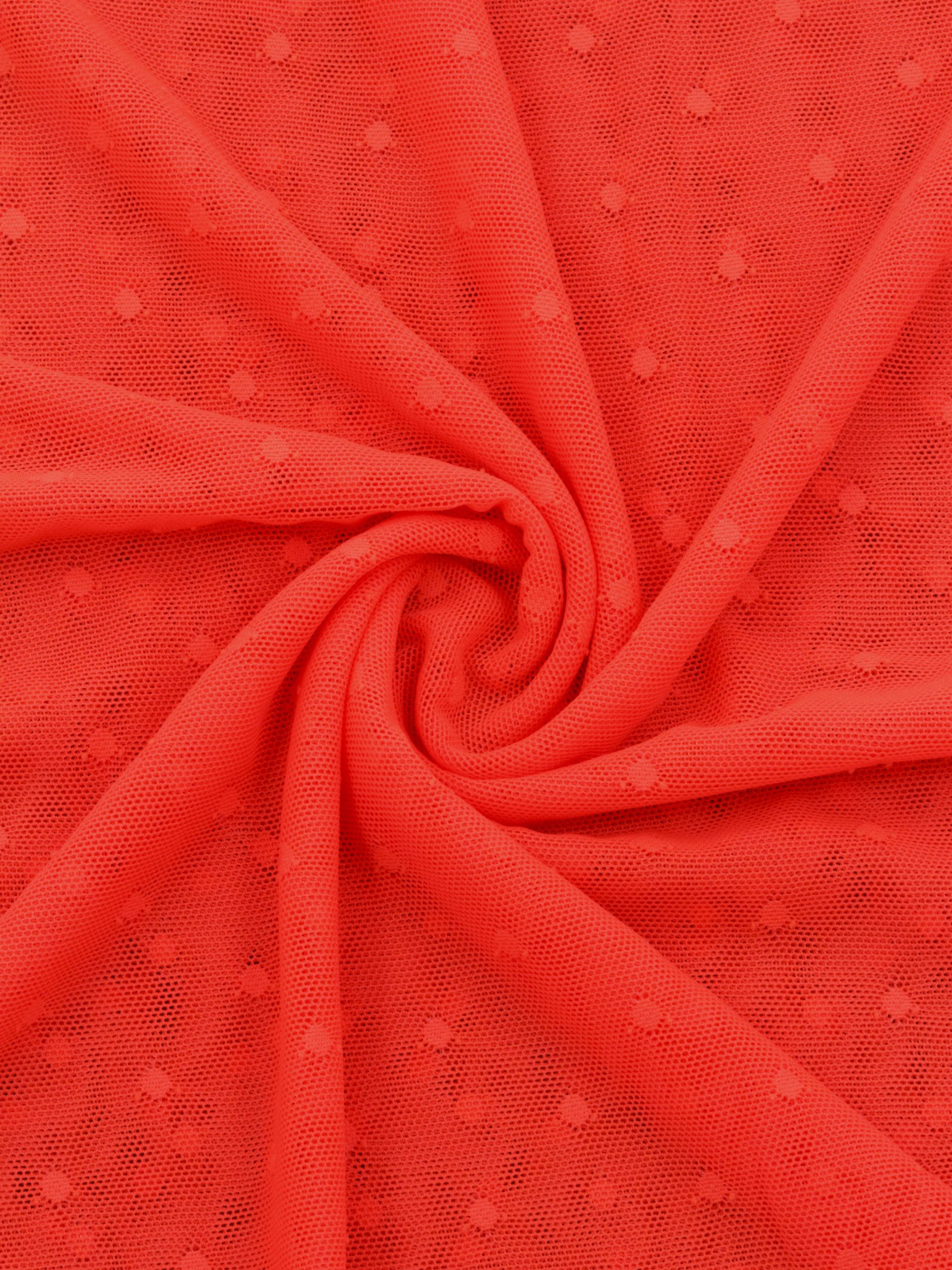 Сетка эластичная оранжевая неоновая в горошек 5 мм отрезом 75х50 см